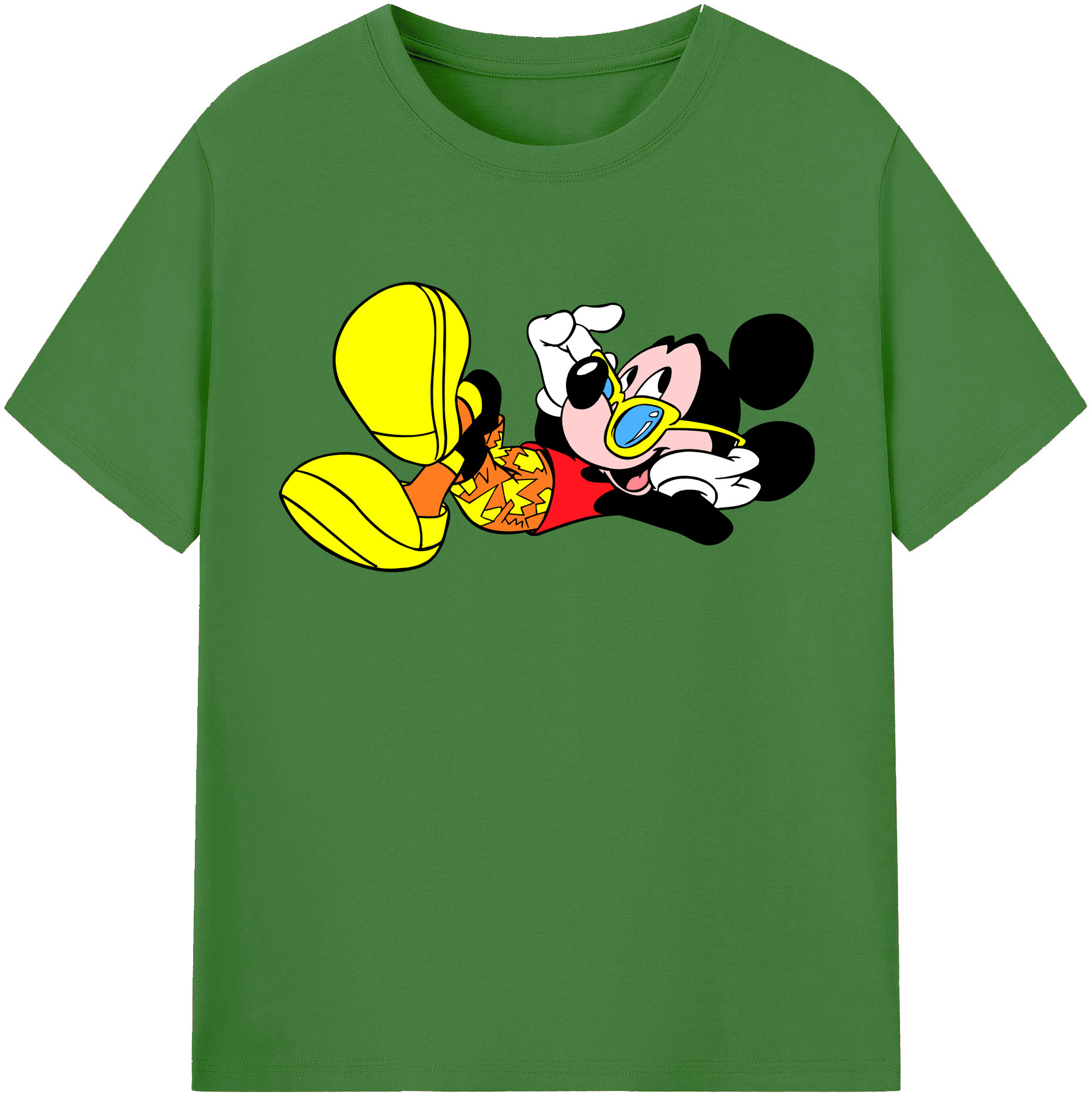 （画像用） ミッキーマウス Mickey Mouse レディースカジュアルプリントTシャツ（綿100％）